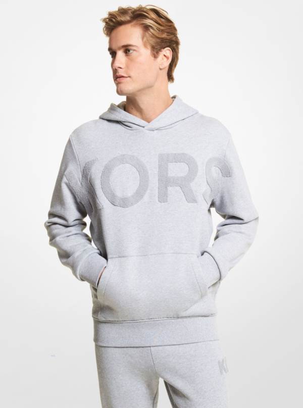 Panske Mikiny S Kapucňou Michael Kors KORS Cotton Siva - Oblecenie Michael Kors Vypredaj | YVKLC-9157